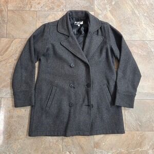 Rusty Gray Wool Blend Peacoat Double‎ Breasted Jacket Women's Large Coat